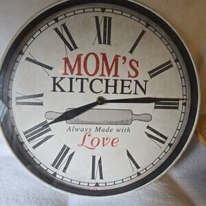 Kitchen wall Clock "Mom's Kitchen Always Made With Love" 11.5" Distressed Look